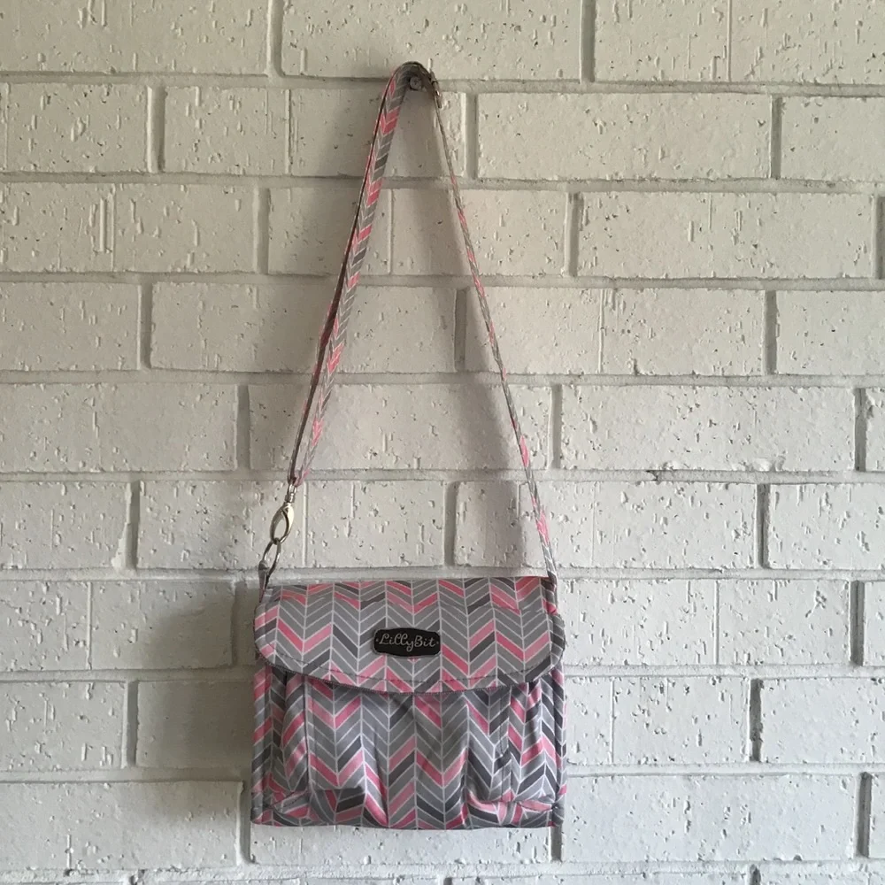 Lilly Bit Pink Chevron Makeup Diaper Clutch Bag